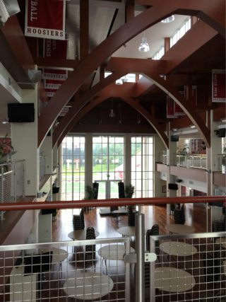 The banquet hall of the football stadium. Picture taken by Maria Thames