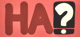 A logo reading "HA?" in red