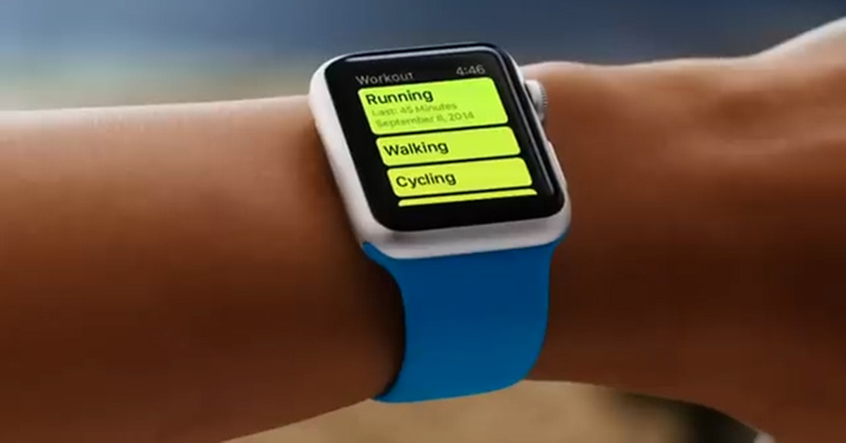 Apple Watch on a person's arm, on a fitness feature. 