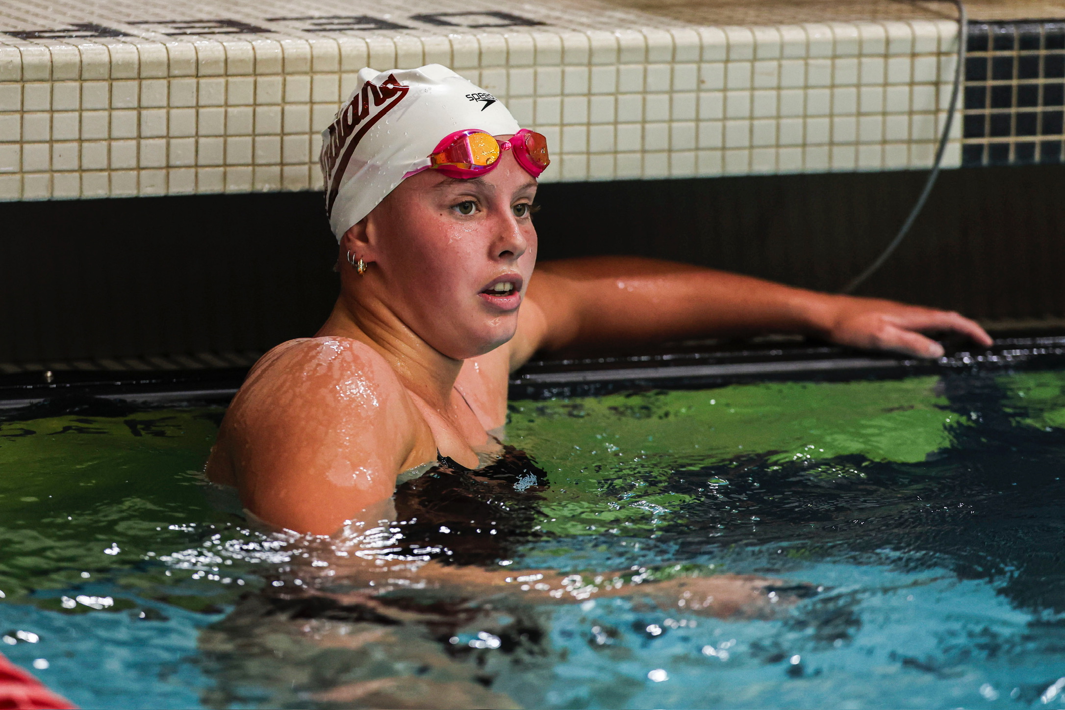 Claire Stuhlmacher (Freshman) in swim practice at Indiana University. Photograph provided by Claire Stuhlmacher.