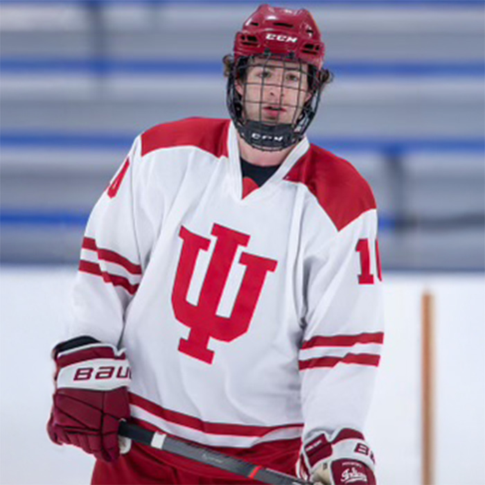 IU Club Hockey Team member out on the ice