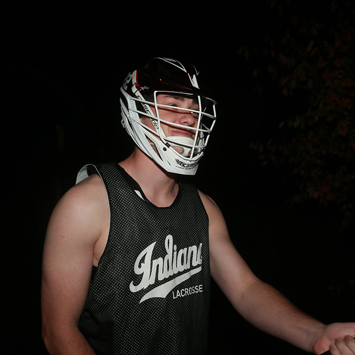 Flemming in his Indiana University lacrosse gear