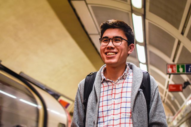Jacob DeCastro in a Tube station