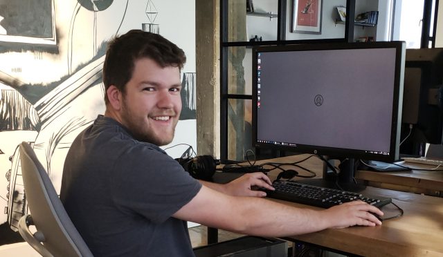 Jake McCarty at a computer
