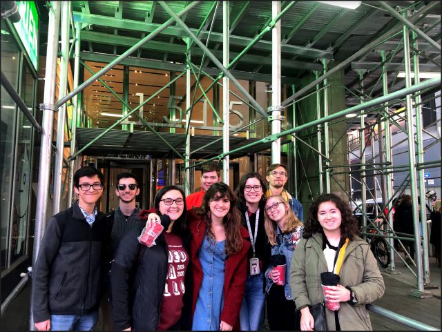 Some of the students who live in the Media LLC toured Viacom during their trip to New York. From left, the students are Zach Hsu, Jacob Einstein, Madelyn Knight, Josh Kozicki, Veronica Rooney, Morgan Jones, Zachary Eason, Molly Shassberger and Claudia Gonzalez-Diaz.