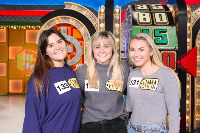 Three women on the set of "The Price is Right"