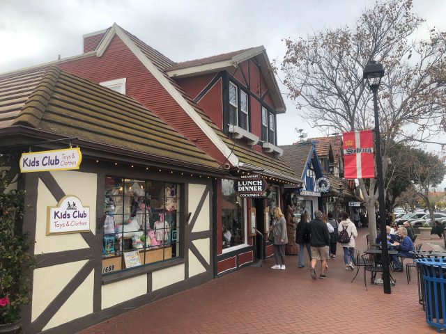 A streetscape in Solvang.