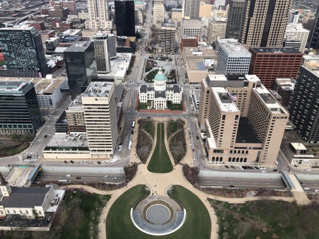 An overhead shot of St. Louis